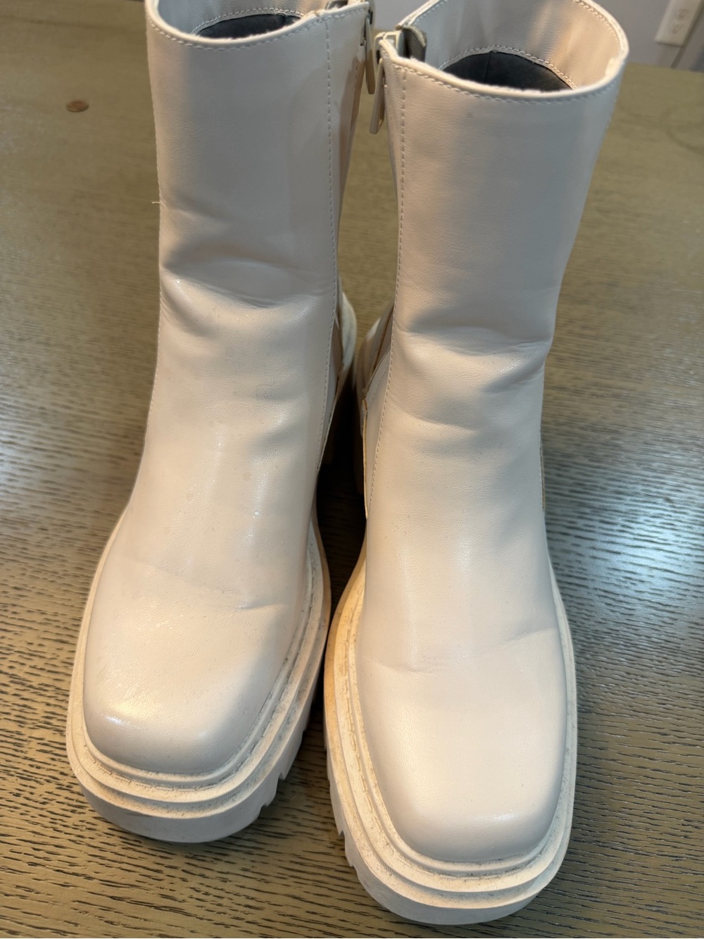 Zara Cream Platform Ankle Boots